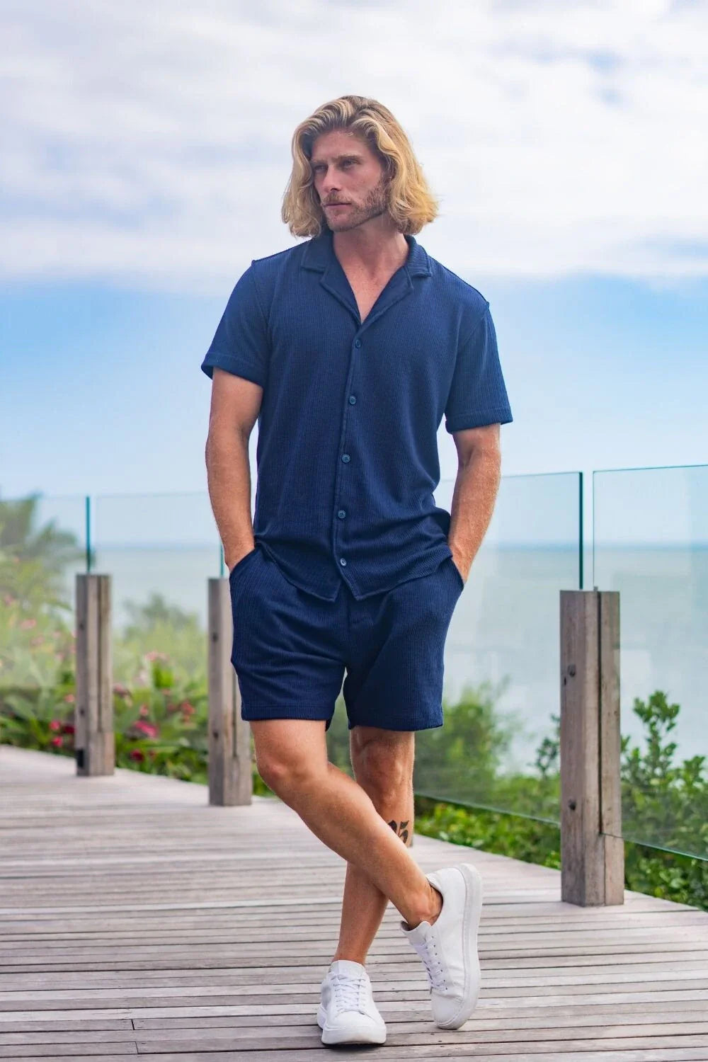 Short Paradizo Tricô Azul Escuro – Linha Urban