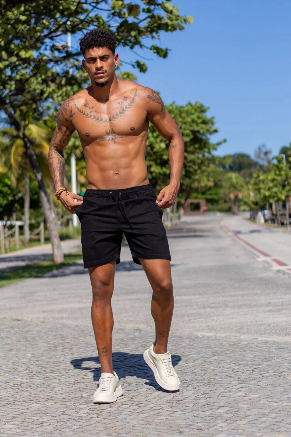 Short Urban Sarja Com Elastano 2.0 - Linha Urban - Preto