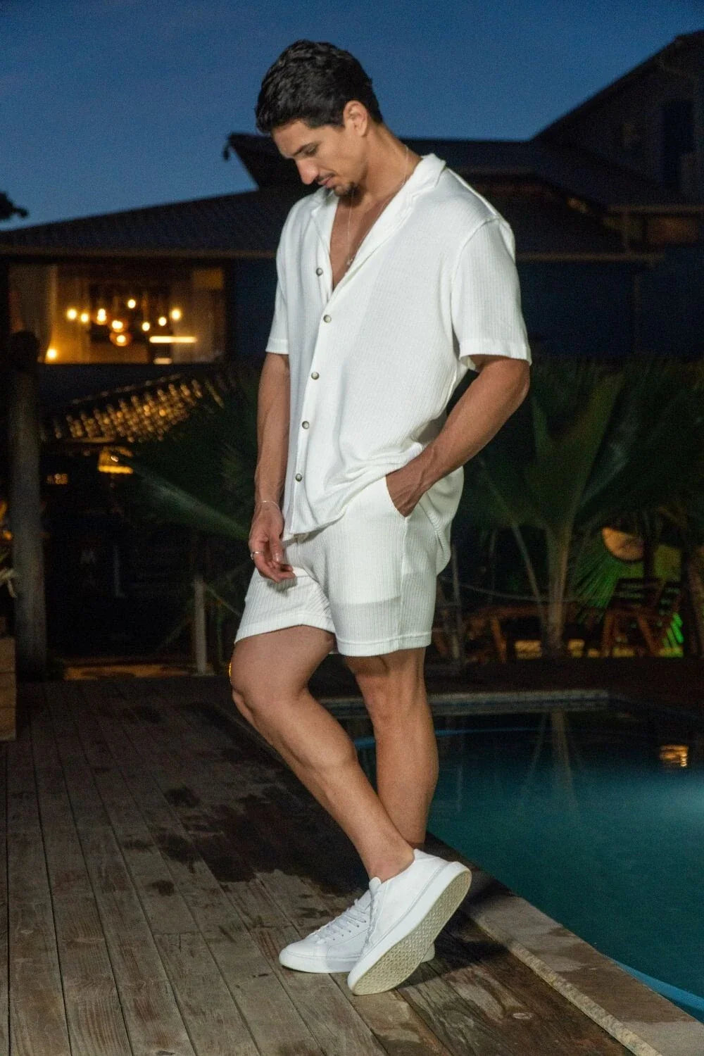 Short Tricô Paradizo Off White - Linha Urban