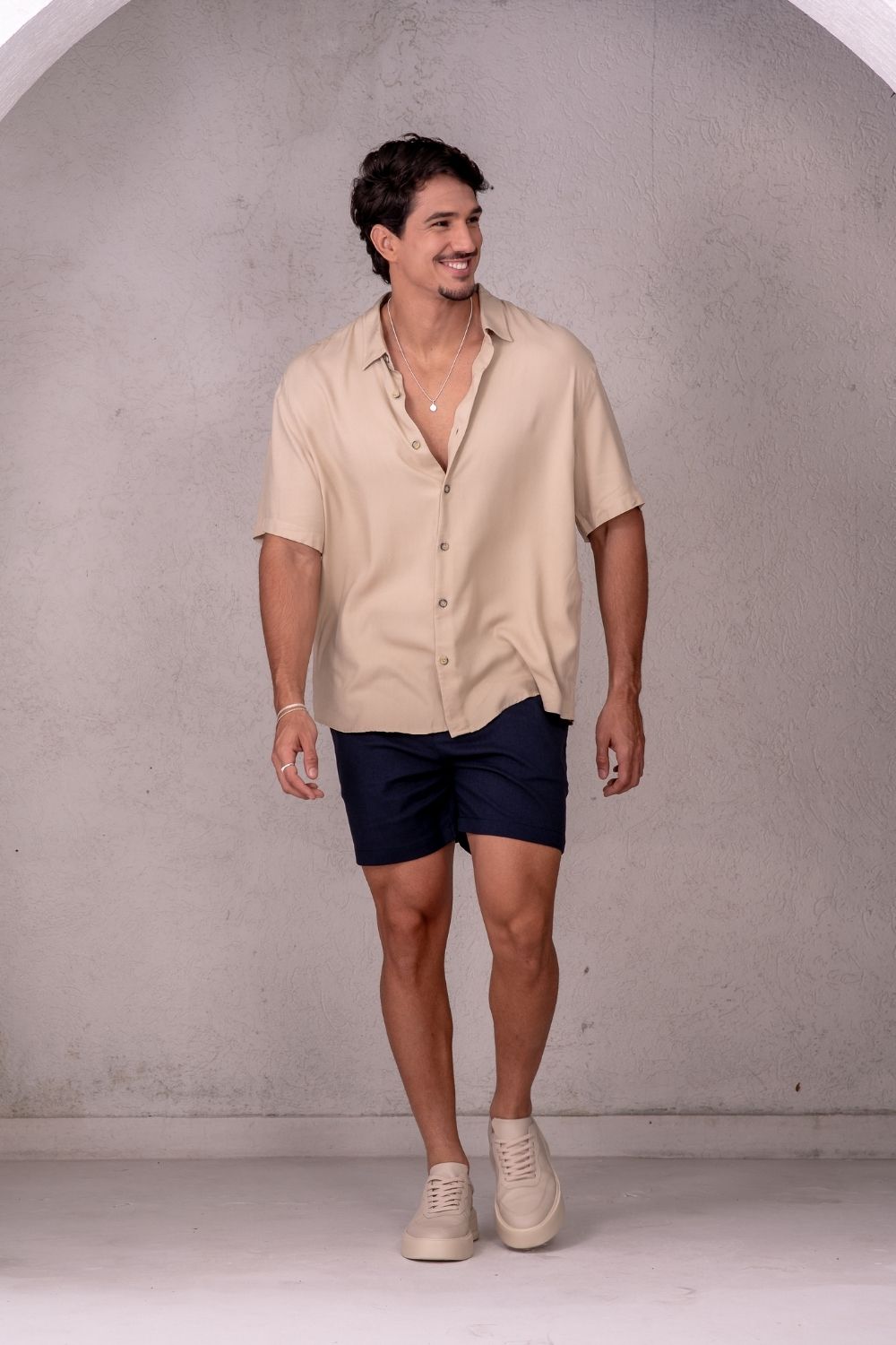 Short Alfaiataria Positano Azul Escuro - Linha Resort