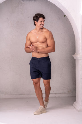 Short Alfaiataria Positano Azul Escuro - Linha Resort