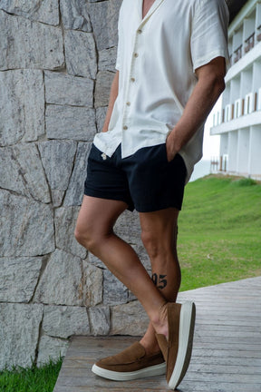 Short Linho Cut - Linha Resort - Preto